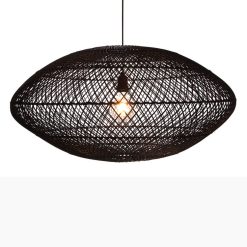 Rattan - Hanglamp UFO zwart