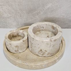Schaaltje met waxinelichtjes crème