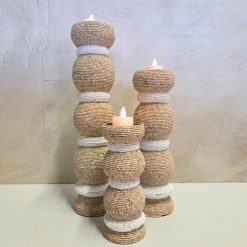 Kandelaar kralen 'Sila' crème - set 3