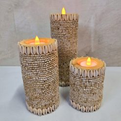 Kandelaar kralen/kauri schelpen - set 3